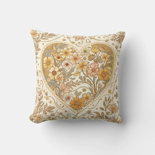 Cojín Decorativo Luxury, , Beigi Gold ,Love Heart , Valentine's Day (Anverso)