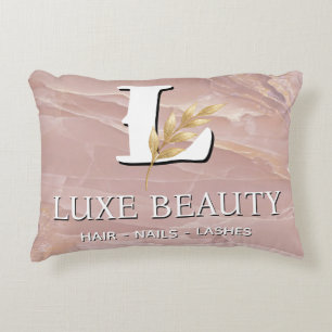 Cojín Decorativo Luxury Blush Pink Marble Beauty Salon Logo