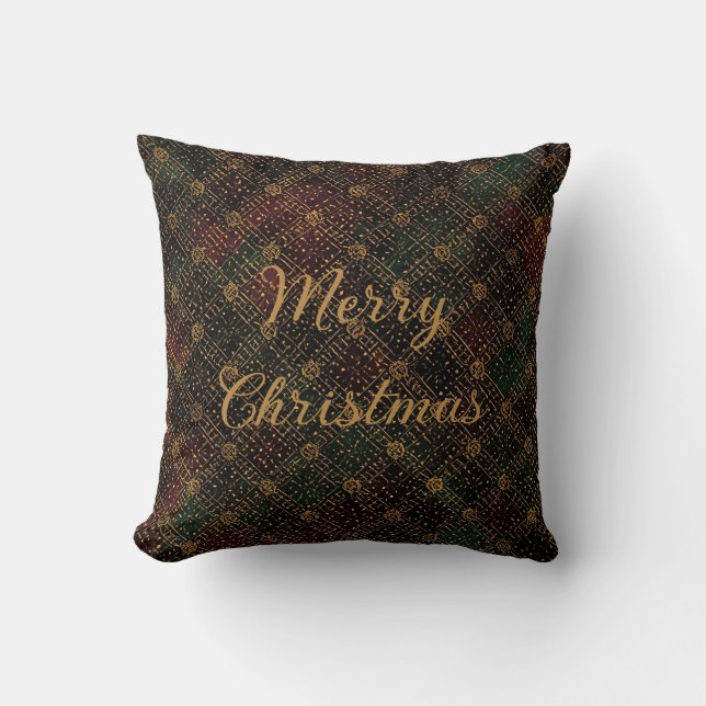 Cojín Decorativo Luxury, Christmas Pattern, Gold Merry Christmas (Anverso)