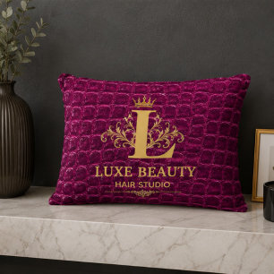 Cojín Decorativo Luxury Crocodile Leather Monogram Gold Initial 