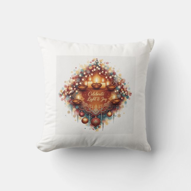 Cojín Decorativo Luxury Diwali Christmas Fusion Throw Pillow (Anverso)