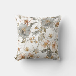 Cojín Decorativo Luxury, Elegant, Gold Grey Flowers Pattern 