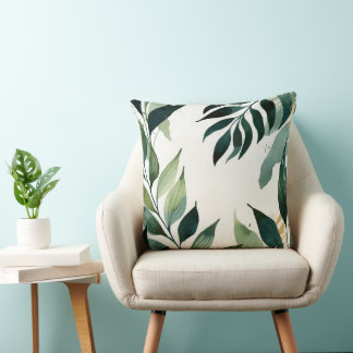 Cojín Decorativo Luxury Emerald Green Gold Botanical Throw Pillow