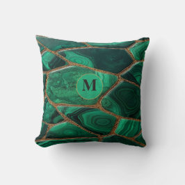 Cojín Decorativo Luxury Emerald Malachite Green Marble Abstract