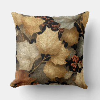Cojín Decorativo Luxury Gold Botanical Leaves Throw Pillow