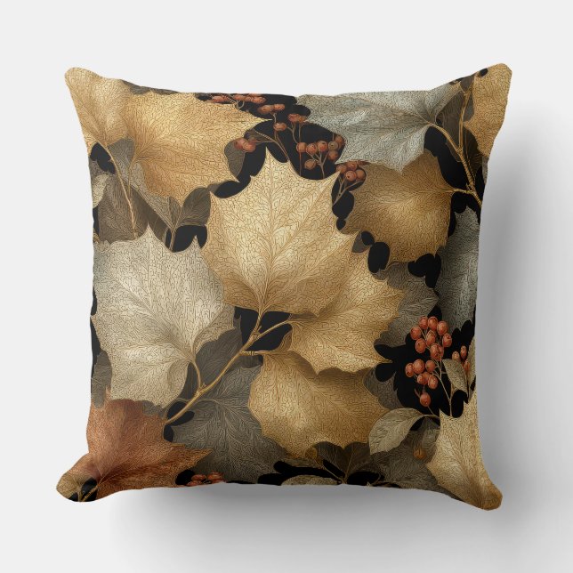 Cojín Decorativo Luxury Gold Botanical Leaves Throw Pillow (Anverso)
