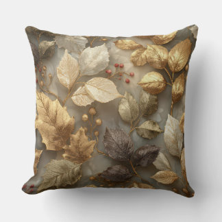 Cojín Decorativo Luxury Gold Botanical Leaves Throw Pillow