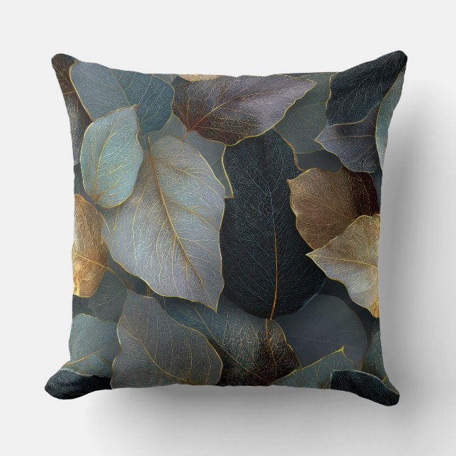 Cojín Decorativo Luxury Gold Leaf Throw Pillow (Anverso)