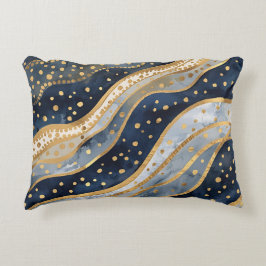 Cojín Decorativo Luxury, Modern, Gold Blue Pattern