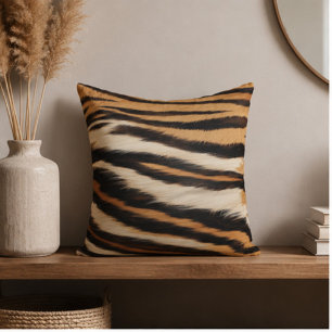 Cojín Decorativo Luxury Tiger Skin Faux Fur Wild Animal Stripe