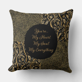 Cojín Decorativo Luxury, Valentine's Day,Black Gold Florals ,Pixel