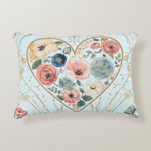 Cojín Decorativo Luxury, Valentine's Day, Flowers of My Heart (Anverso)