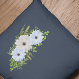 Cojín Decorativo Luz Azul Rústica y Floral Blanco