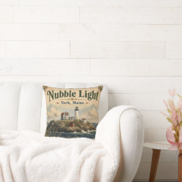 Cojín Decorativo Luz de Nubble York Maine Costero Vintage
