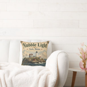 Cojín Decorativo Luz de Nubble York Maine Costero Vintage