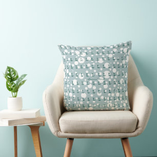 Cojín Decorativo luz de patrón de puntos e iniciales de polka verde