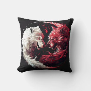Cojín Decorativo Luz Espíritu Animal Fantasía Lobo Sombra
