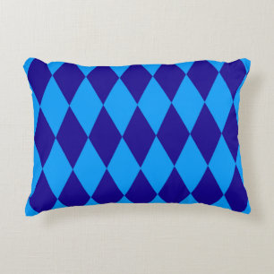 Cojín Decorativo Luz y oscuro azul rombo de arlequín a cuadros 