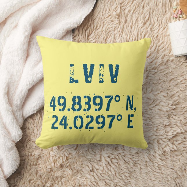 Cojín Decorativo Lviv Ucrania Latitud y longitud angustiada (Manta)