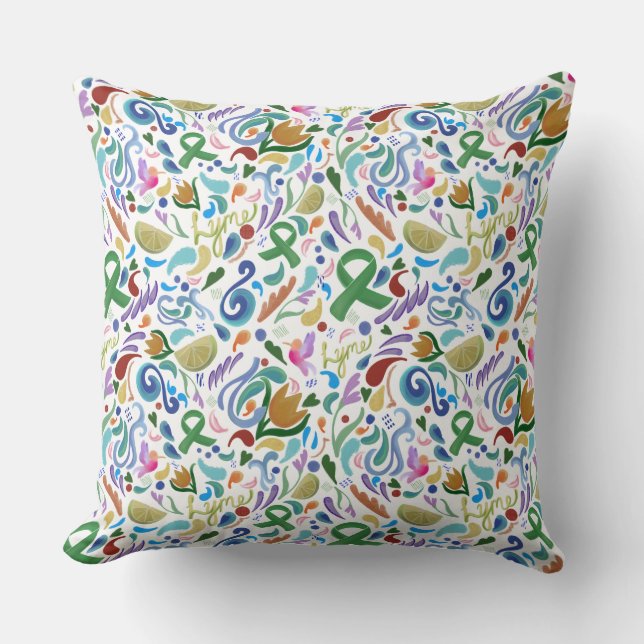 Cojín Decorativo Lyme Heart Awareness Green Ribbon Pillow (Anverso)