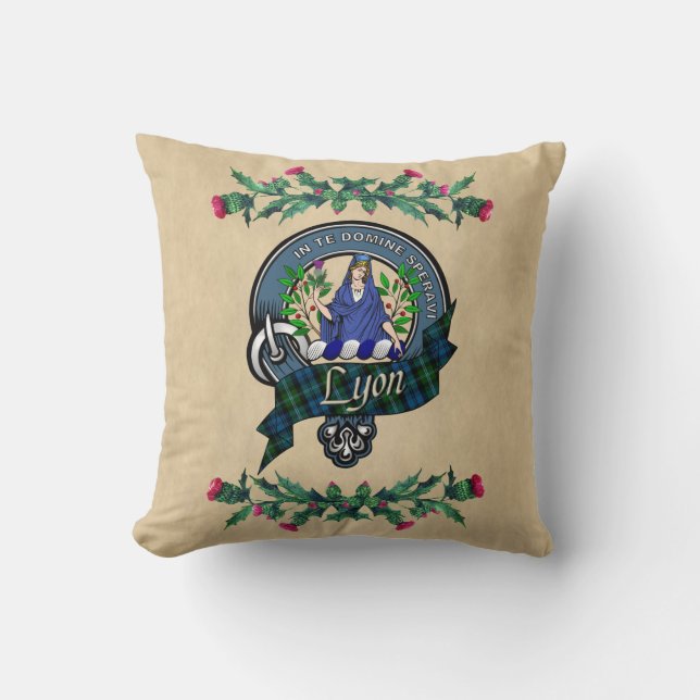 Cojín decorativo Lyon Clan Badge & Tartán Thistle (Anverso)