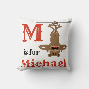 Cojín Decorativo M es para Michael bebé niño