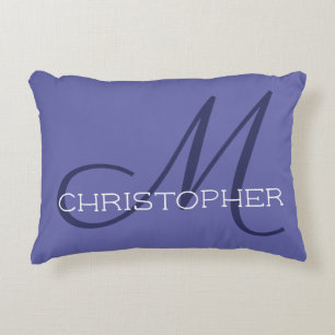 Cojín Decorativo M Inicial Elegante Nombre Periwinkle Azul Estiloso