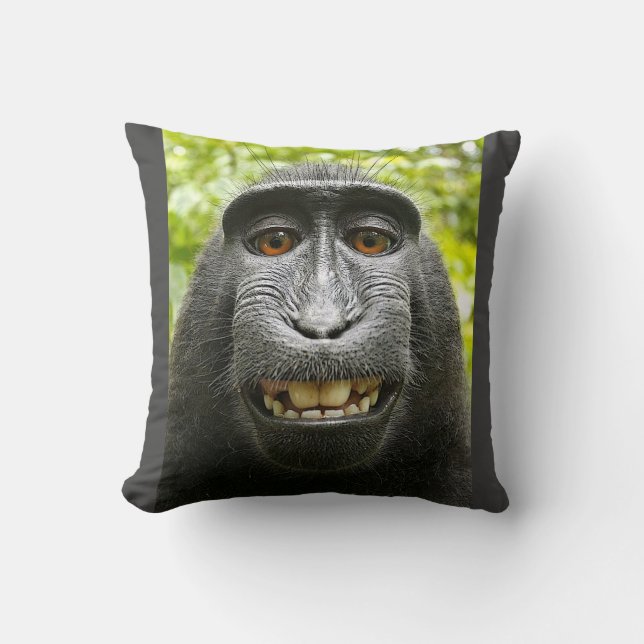 Cojín Decorativo Macaque con cresta sonriente (Anverso)