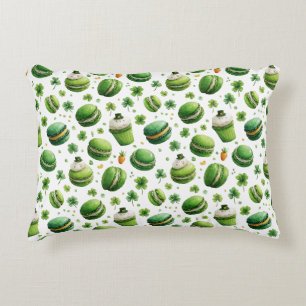 Cojín Decorativo Macarón de Acuarela del Día de San Patricio y Tréb
