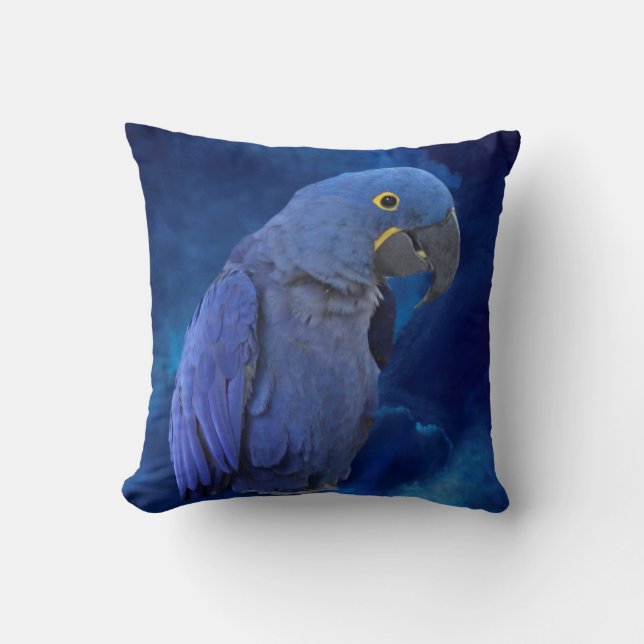 Cojín Decorativo Macaw del jacinto (Anverso)