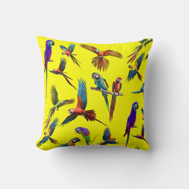 Cojín Decorativo Macaws y más macaws (Anverso)