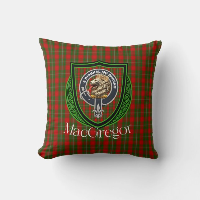 Cojín Decorativo MacGregor Scottish Clan Tartan & Crest (Anverso)