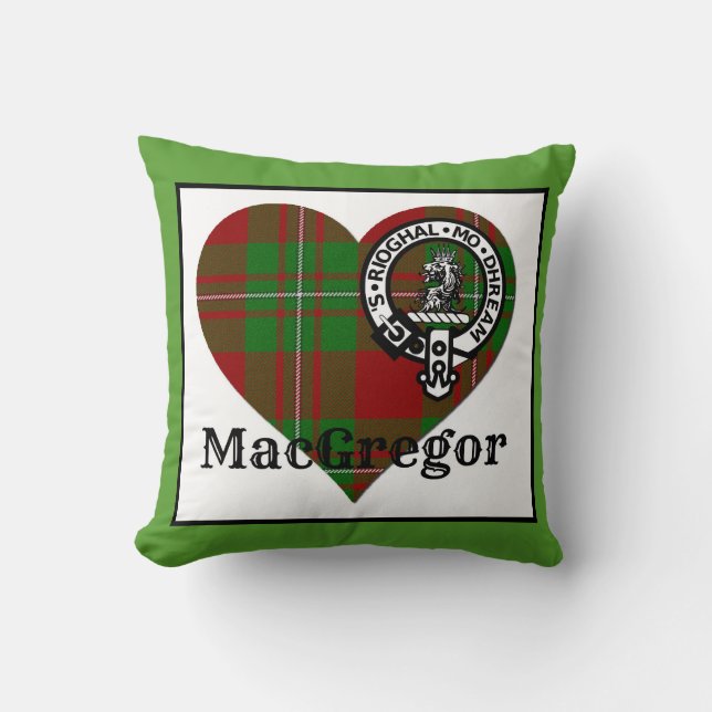 Cojín decorativo MacGregor Tartan Heart & Escudo (Anverso)