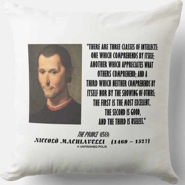 Cojín Decorativo Machiavelli Cita De Tres Clases De Intelectuales (Machiavelli's three classes of intellects quote on this throw pillow for any astute observer)