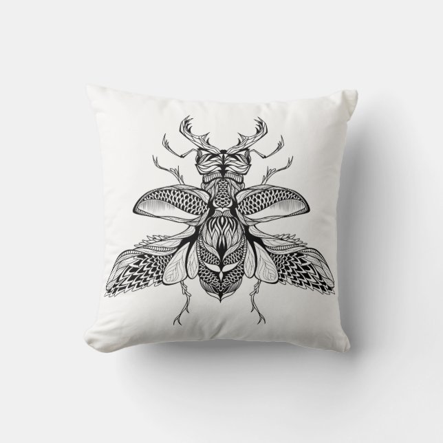 Cojín Decorativo Macho-Escarabajo psicodélico inspirado (Anverso)