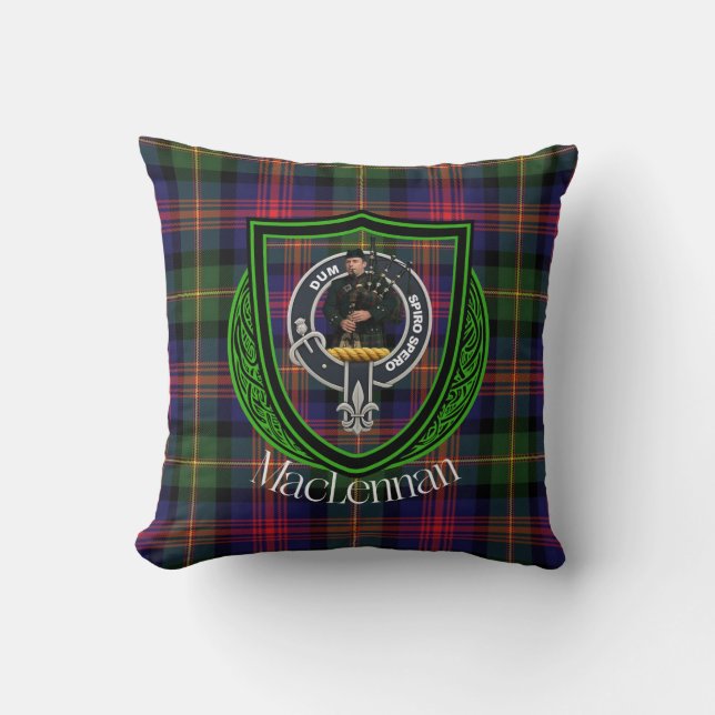 Cojín Decorativo MacLennan Scottish Clan Tartan & Crest (Anverso)