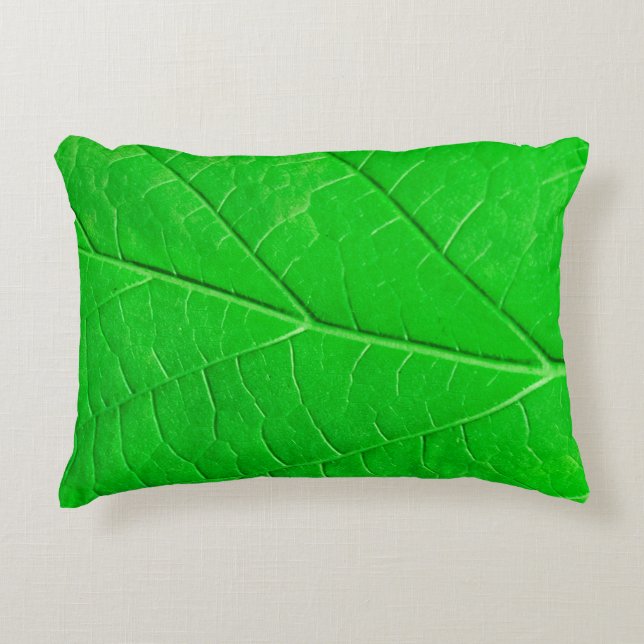 Cojín Decorativo Macro green leaf ecology plant background (Anverso)