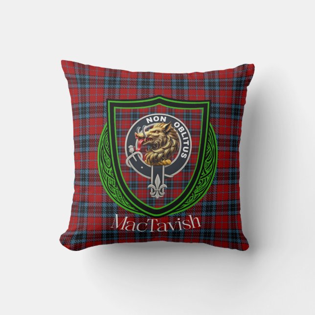 Cojín Decorativo MacTavish Scottish Clan Tartan & Crest (Anverso)