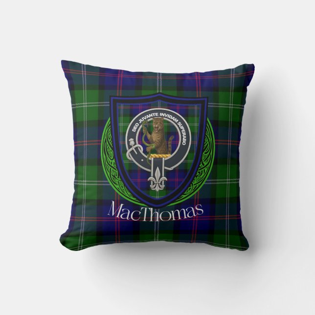 Cojín Decorativo MacThomas Scottish Clan Tartan & Crest (Anverso)