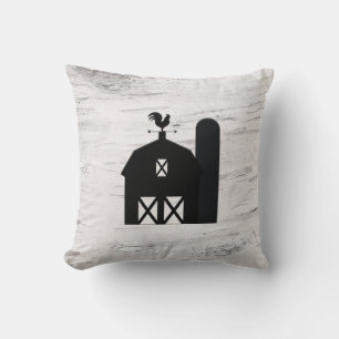 Cojín Decorativo Madera de Abedul Blanco Granero Negro Casa de Camp