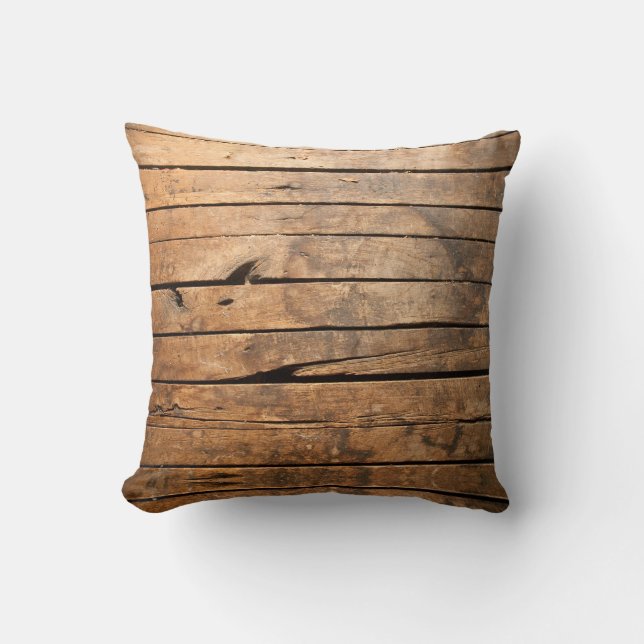 Cojín Decorativo Madera de granero rústico (Anverso)