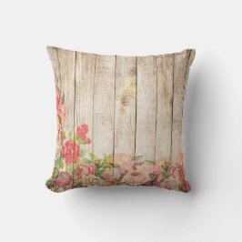 Cojín Decorativo Madera de Rosas Rústicos Vintage