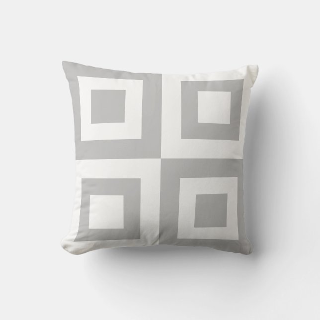 Cojín Decorativo Madera Gris Claro Moderno y Blanco Forma Geométric (Anverso)