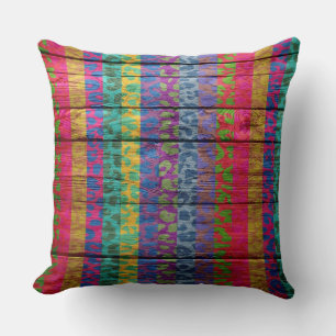 Cojín Decorativo Madera pintada de leopardo colorido #2