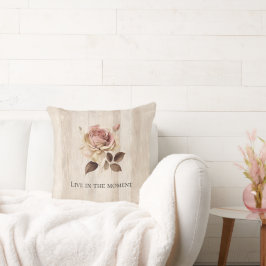 Cojín Decorativo Madera Rosa Crema Rústica Falsa