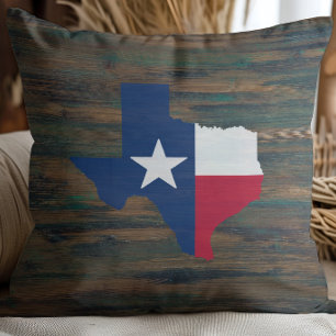 Cojín Decorativo Madera Rústica Roja Blanca Azul Texas Agregar Nomb