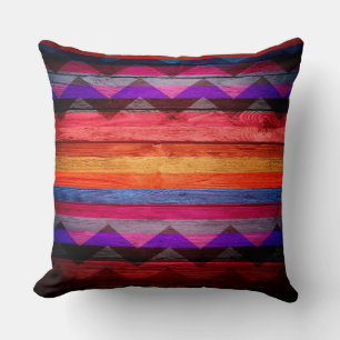 Cojín Decorativo Madera vintage colorida de rayas de chevron