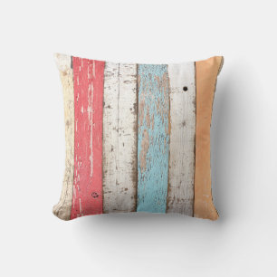 Cojín Decorativo Madera Vintage: Textura Cruzada Multicolores.