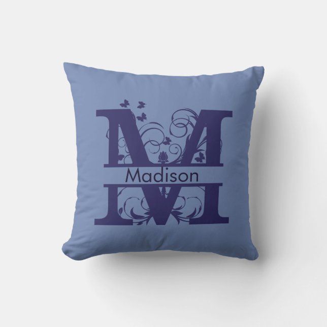 Cojín Decorativo Madison Monogram Butterfly Swirls (Anverso)