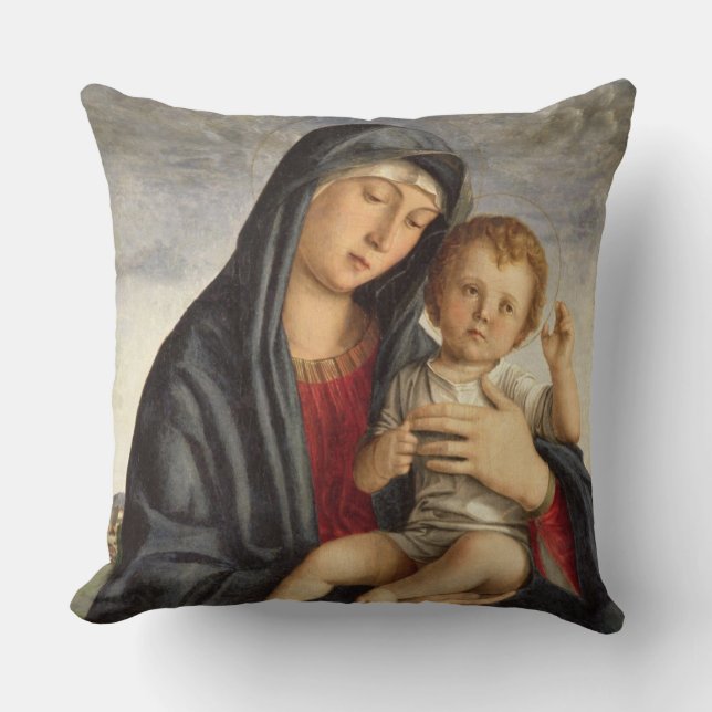 Cojín Decorativo Madonna y niño (aceite en el panel) 2 (Anverso)